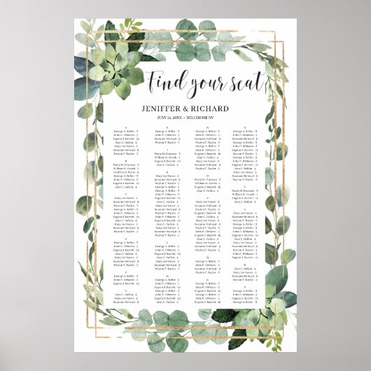 Boho greenery succulent floral gold geometric poster (Voorkant)