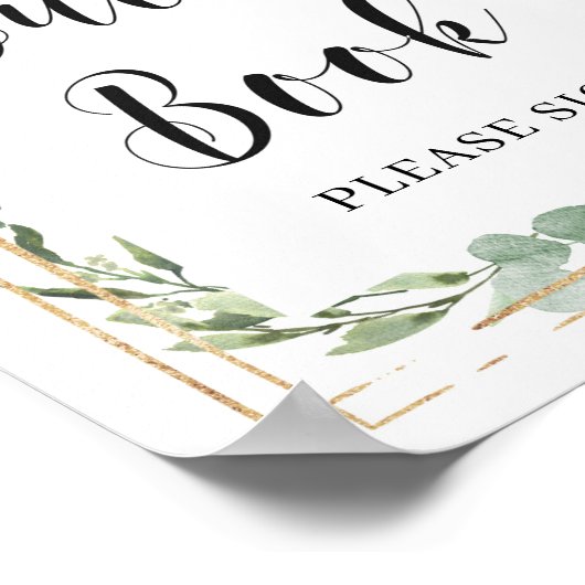 Boho Greenery Succulent Flowers Guest Book Sign Poster (Hoek)