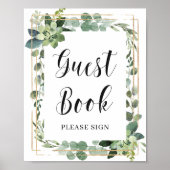 Boho Greenery Succulent Flowers Guest Book Sign Poster (Voorkant)