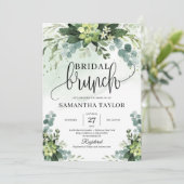 Boho greenery succulent foliage brunch kaart (Staand voorkant)