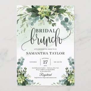 Boho greenery succulent foliage brunch kaart