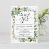 Boho greenery succulent Ze zei ja verloving Kaart (Staand voorkant)