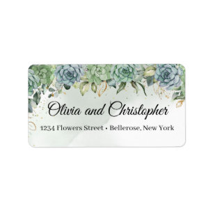 Boho greenery succulents eucalyptus gold lijst etiket