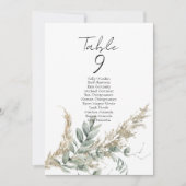 Boho greenery table number seating chart cards (Voorkant)