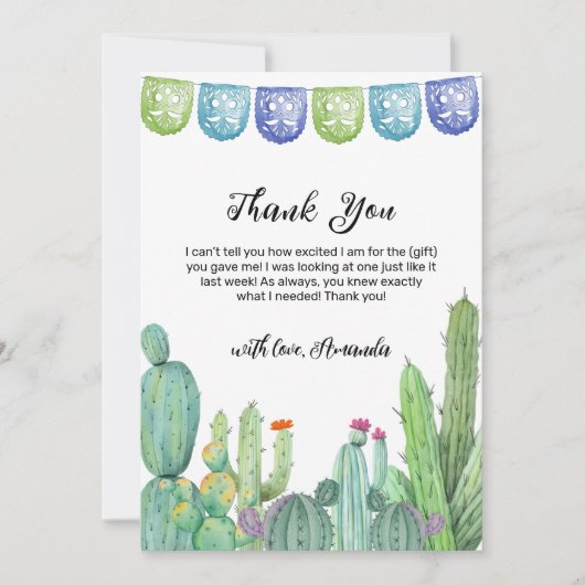 Boho Greenery Taco Fiesta Cactus Baby shower Bedankkaart (Voorkant)