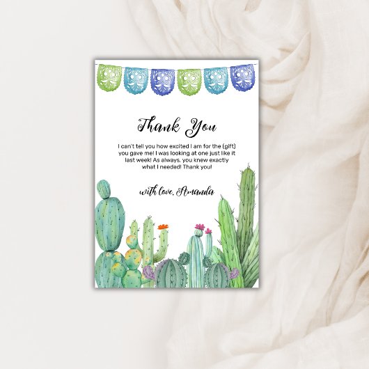 Boho Greenery Taco Fiesta Cactus Baby shower Bedankkaart