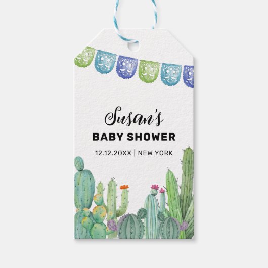 Boho Greenery Taco Fiesta Cactus Baby shower Cadeaulabel (Voorkant)