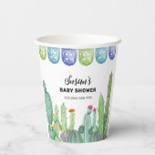 Boho Greenery Taco Fiesta Cactus Baby shower Papieren Bekers (Achterkant)