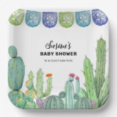 Boho Greenery Taco Fiesta Cactus Baby shower Papieren Bordje (Voorkant)