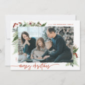 Boho Greenery Terracotta Rust kerstfoto Feestdagenkaart (Voorkant)