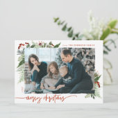 Boho Greenery Terracotta Rust kerstfoto Feestdagenkaart (Staand voorkant)