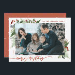 Boho Greenery Terracotta Rust kerstfoto Feestdagenkaart<br><div class="desc">Dit neutrale model van de boho stijl kenmerkt minimale wintergroen, met droog borsteleffect fotohouder en tekst in trending boho palette kleuren. Voeg een facultatief bericht op de rug toe of verander het backerontwerp (3 beschikbare opties). SNELLE TIP: Als u de kleur van de achtergrond/het patroon/de tekst wilt wijzigen om deze...</div>