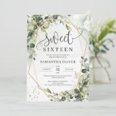 Boho greenery verlaat gouden geometrische zoete ze kaart (Staand voorkant)