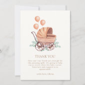  Boho Greenery wandelwagenballon Baby shower Bedankkaart (Voorkant)