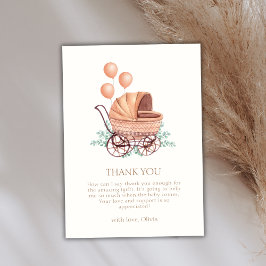 Boho Greenery wandelwagenballon Baby shower Bedankkaart