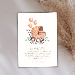 Boho Greenery wandelwagenballon Baby shower Bedankkaart