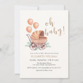 Boho Greenery wandelwagenballon Baby shower Kaart (Voorkant)
