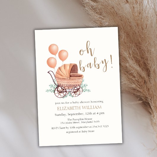 Boho Greenery wandelwagenballon Baby shower Kaart