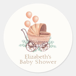 Boho Greenery wandelwagenballon Baby shower Ronde Sticker