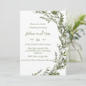 Boho Greenery Waterverf huwelijksuitnodiging Kaart (Staand voorkant)