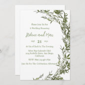 Boho Greenery Waterverf huwelijksuitnodiging Kaart (Voorkant / Achterkant)