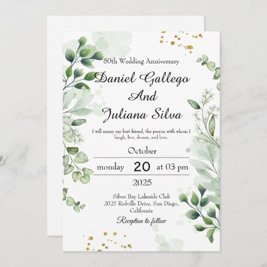Boho Greenery Wedding Jubileum Uitnodigingen (Voorkant / Achterkant)