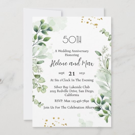 Boho Greenery Wedding Jubileum Uitnodigingen (Voorkant)