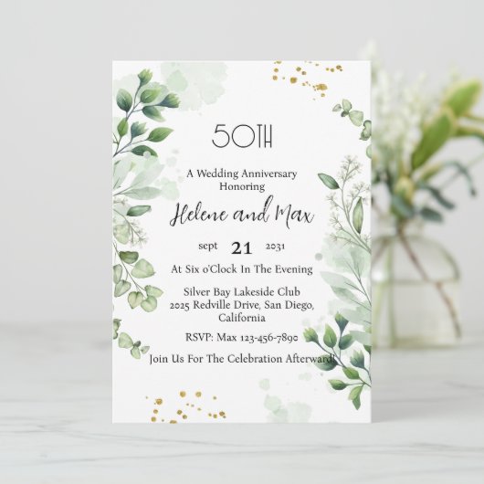 Boho Greenery Wedding Jubileum Uitnodigingen (Staand voorkant)