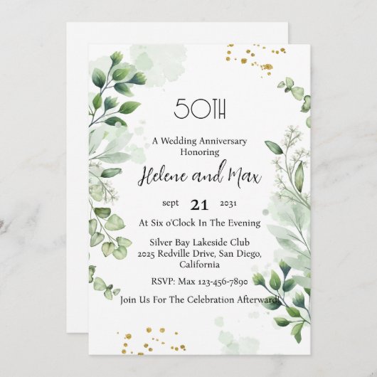 Boho Greenery Wedding Jubileum Uitnodigingen (Voorkant / Achterkant)