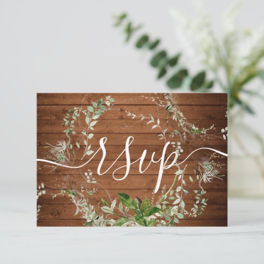 Boho Greenery Wedding Online RSVP Enclosure Card Informatiekaartje (Staand voorkant)