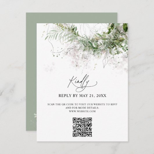 Boho Greenery Wedding Online RSVP Informatiekaartje (Voorkant / Achterkant)