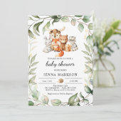 Boho Greenery Woodland Baby shower Invitation Kaart (Staand voorkant)