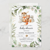 Boho Greenery Woodland Baby shower Invitation Kaart (Voorkant / Achterkant)