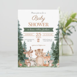 Boho Greenery Woodland Dieren Baby Shower Kaart