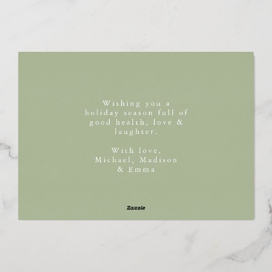 Boho Greenery Wreath Foto Folie Feestdagenkaart (Achterkant)