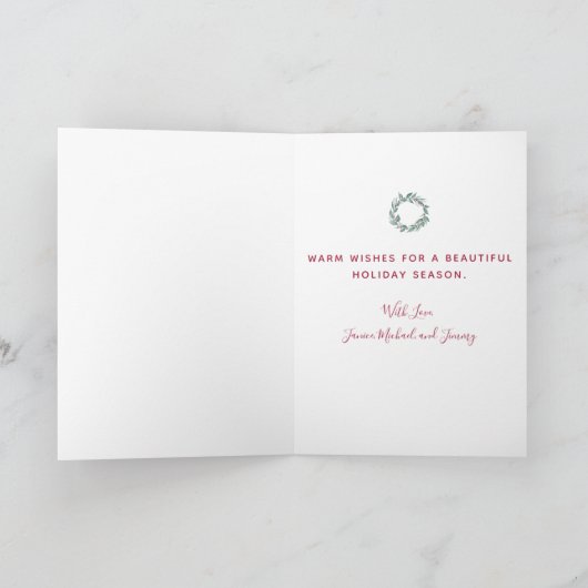 Boho Greenery Wreath Red Berries Kerst Feestdagen Kaart (Binnen)