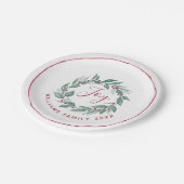 Boho Greenery Wreath Red Berries Name Holiday Papieren Bordje (Gekanteld)