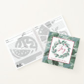 Boho Greenery Wreath Red Joy Script Familienaam Notitieboek (Binnen)