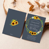 Boho Greenery Zonnebloem Royal Blue Wedding Kaart