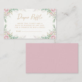 Boho Greeney Pink Floral Baby shower Diaper Raffle Informatiekaartje