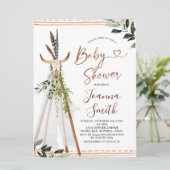 Boho Grenery Animal Skull Teepee Baby shower Kaart (Staand voorkant)