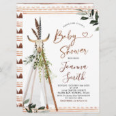 Boho Grenery Animal Skull Teepee Baby shower Kaart (Voorkant / Achterkant)