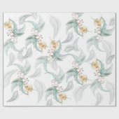 Boho Grey Mint Waterverf Eucalyptus Floral Cadeaupapier (Vlak)