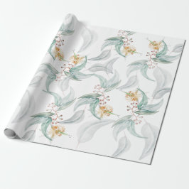 Boho Grey Mint Waterverf Eucalyptus Floral Cadeaupapier