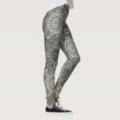 Boho Grey Zwart Mandala Patroon Leggings (Rechts)