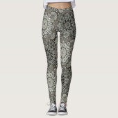 Boho Grey Zwart Mandala Patroon Leggings (Voorkant)