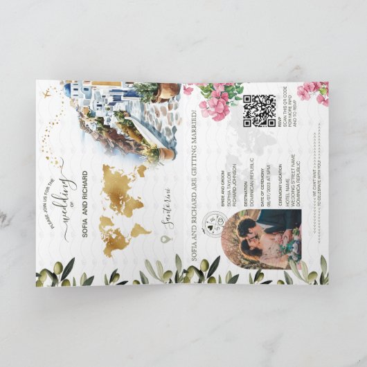 Boho Griekenland Bestemming Trouwpaspoort QR-code (Binnen)