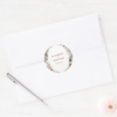 Boho grijs bruine bloemige herfsttrouwsticker ronde sticker (Envelop)
