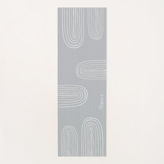 Boho grijs midden eeuw chique regenboog monogram yogamat (Voorkant)