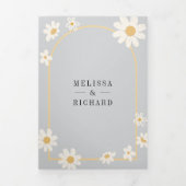 Boho Grijze Crème Gele Daisy Alles in één bruiloft Drieluik Uitnodiging (Cover)